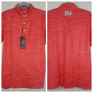 New - OGA Oahu Golf Apparel Polo Shirt Men's Small Pink Logo Hawaii Performance
